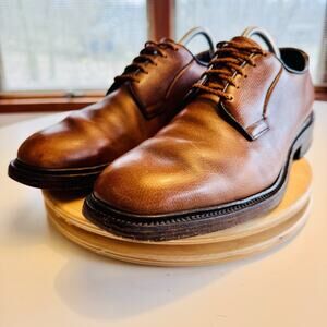 Vintage Allen Edmonds LEEDS Plain Toe Derby Shoe Mens Sz 10 B Brown Pebbled
